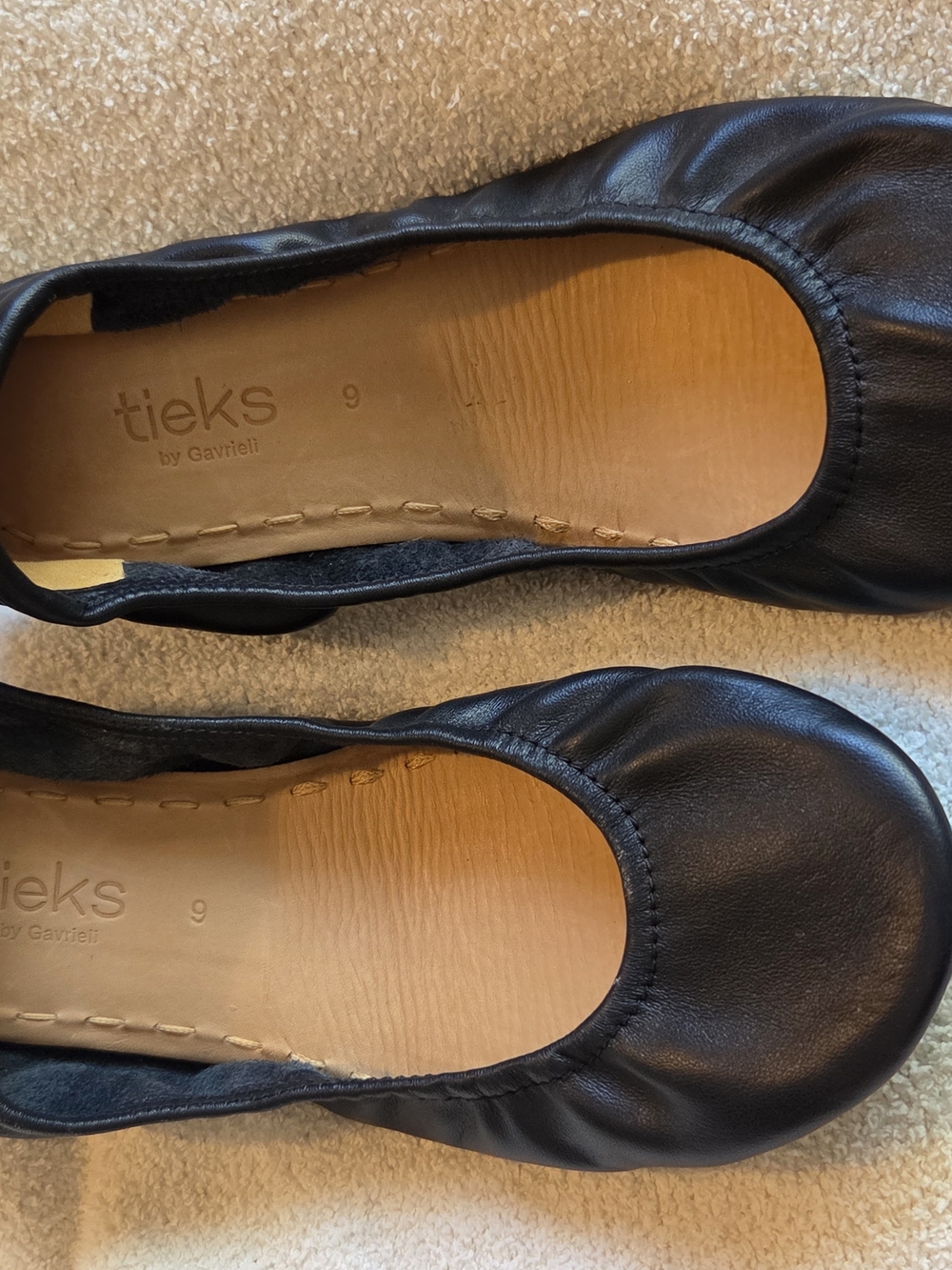 Tieks Navy Blue Leather Ballet Flats with Teal Accent - Picture 2 of 7